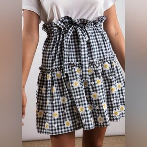 Sundress Gingham Beaded Daisy Cottagecore Tie waist Polka dot Embroidered Skirt